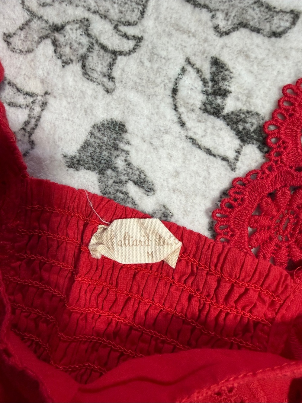Altar'd State Red Lace Ruffle Eyelet Crop Top - Picture 2 of 3